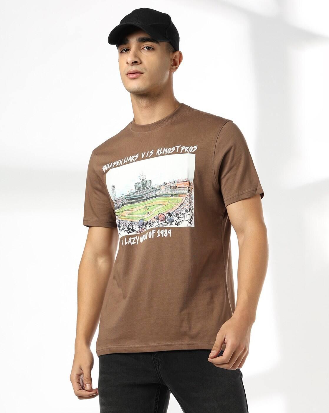 DNMX | Men Graphic Print Relaxed Fit Crew-Neck T-Shirt|0