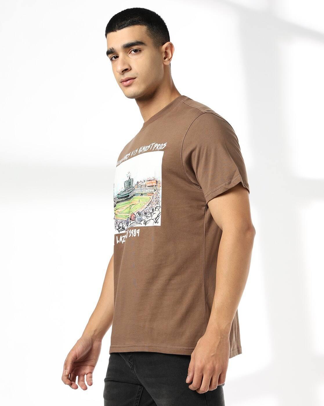 DNMX | Men Graphic Print Relaxed Fit Crew-Neck T-Shirt|1