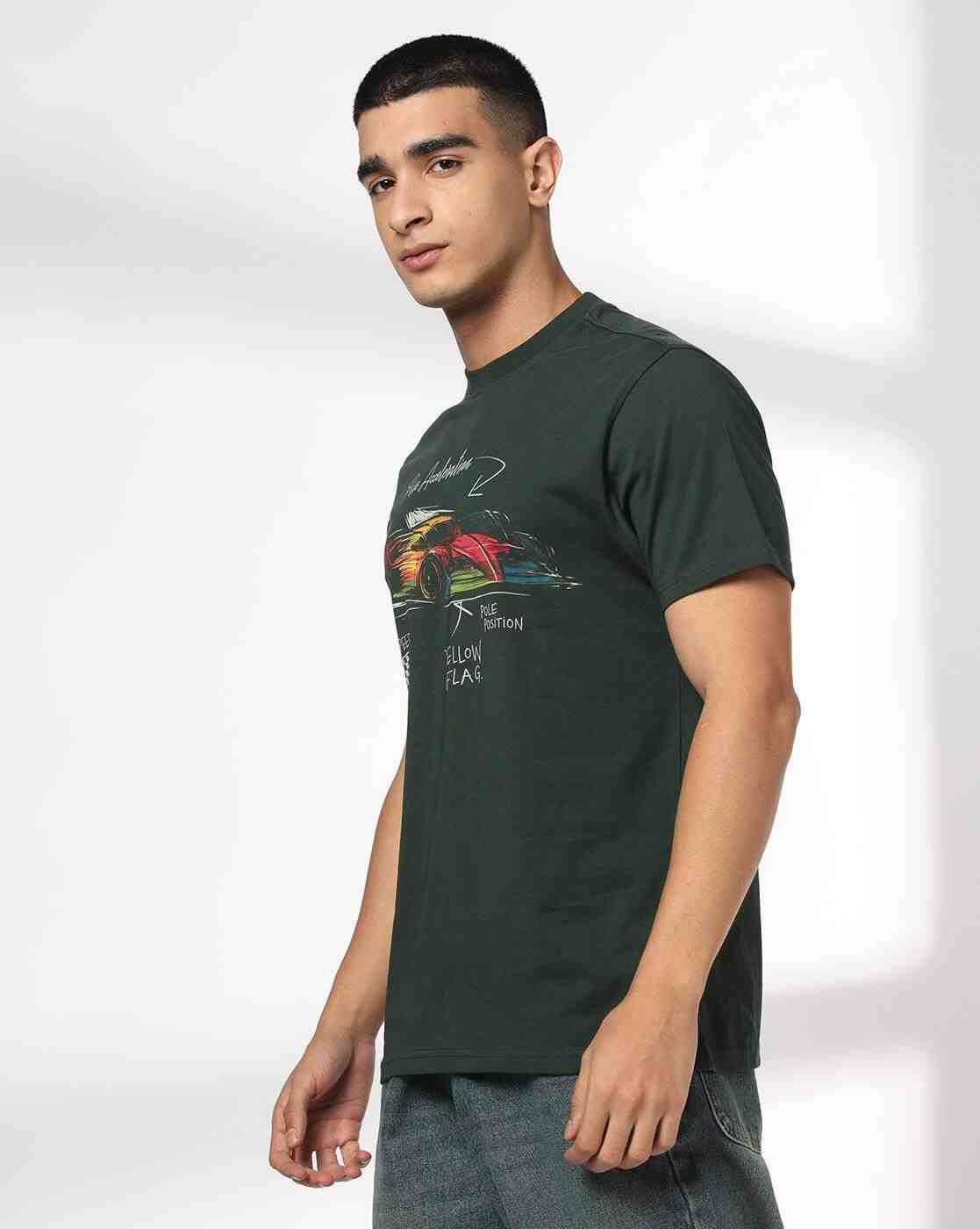 DNMX | Men Graphic Print Regular Fit Crew-Neck T-Shirt|1