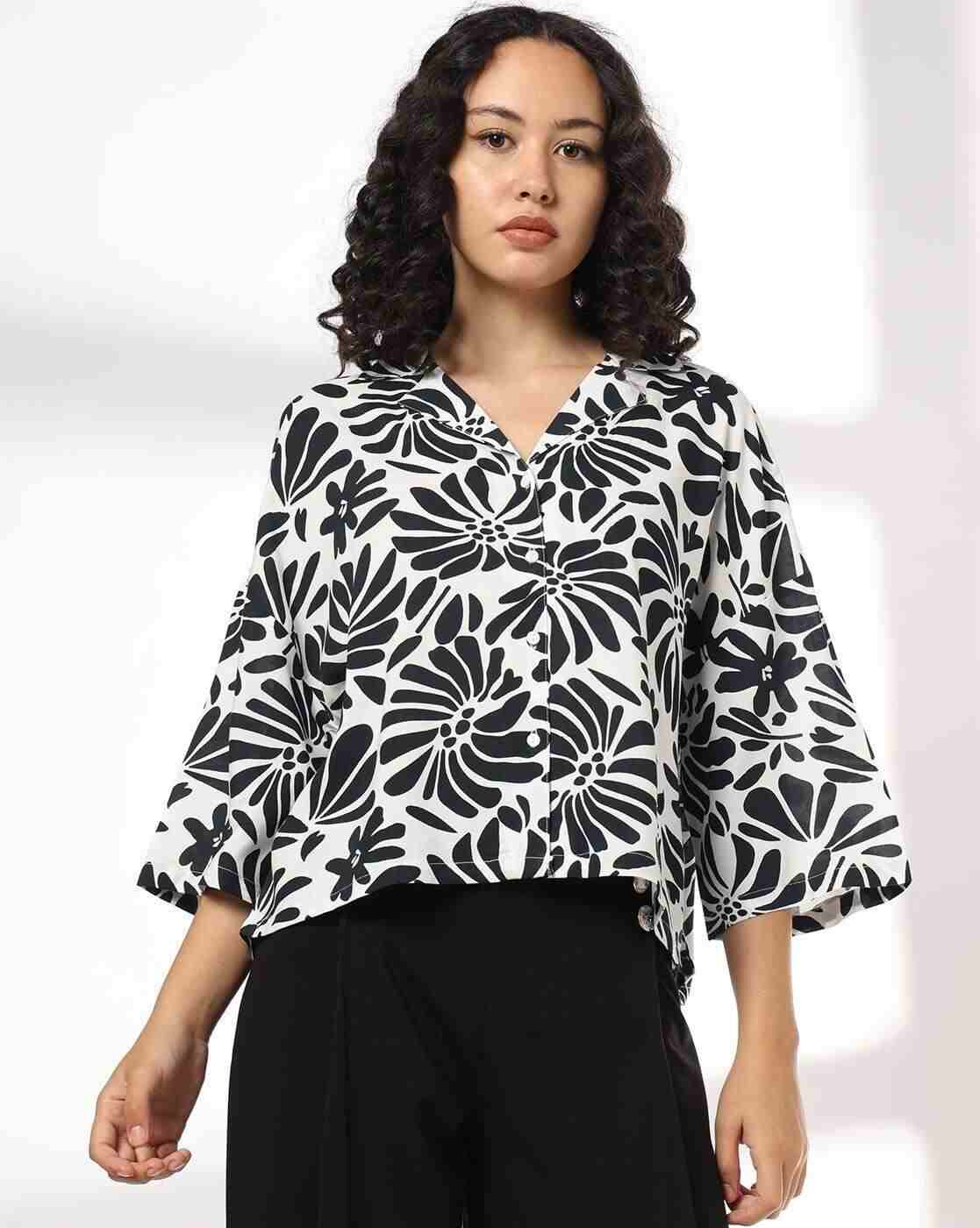 DNMX | Women Printed Boxy Fit Classic Shirt|1