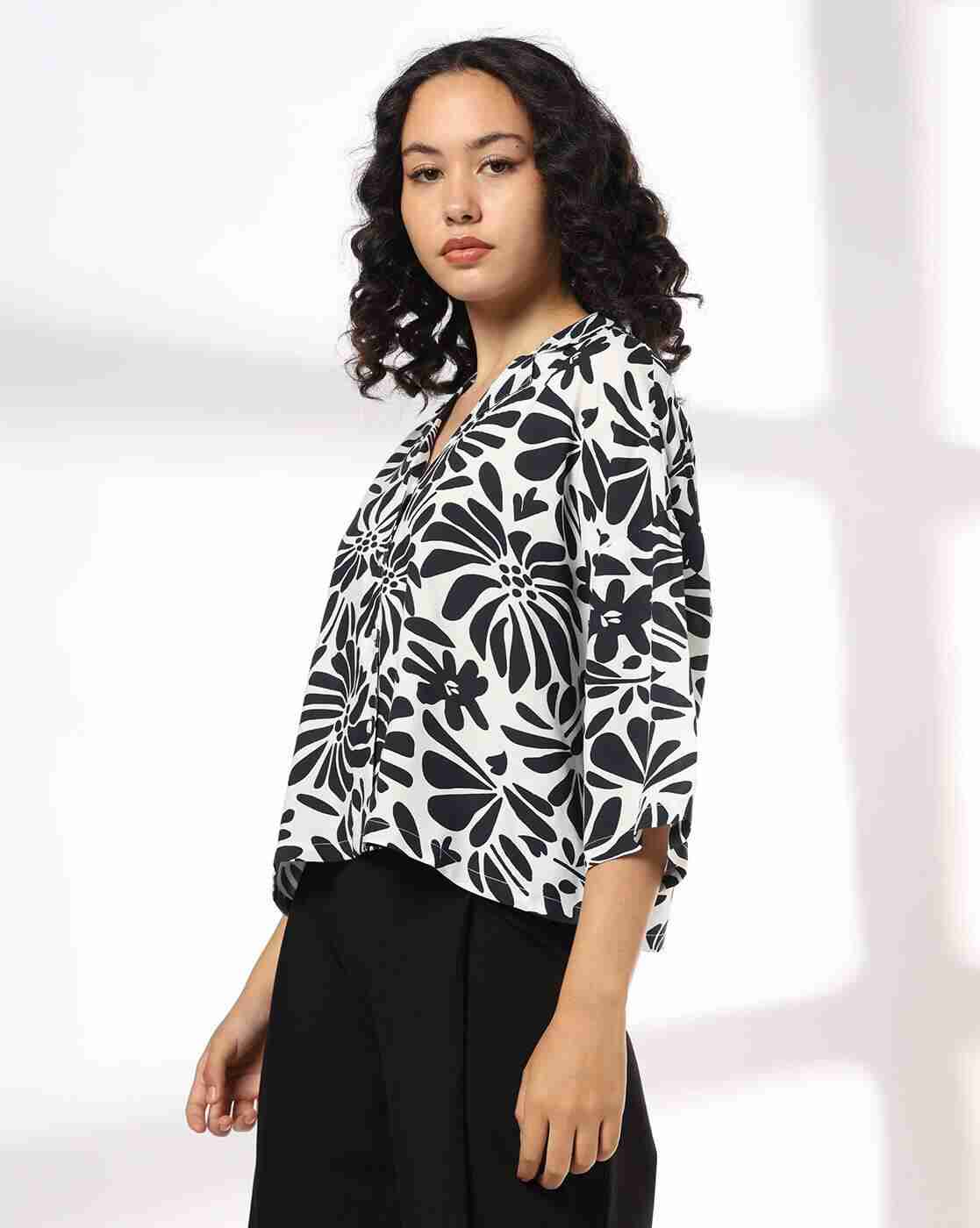 DNMX | Women Printed Boxy Fit Classic Shirt|2