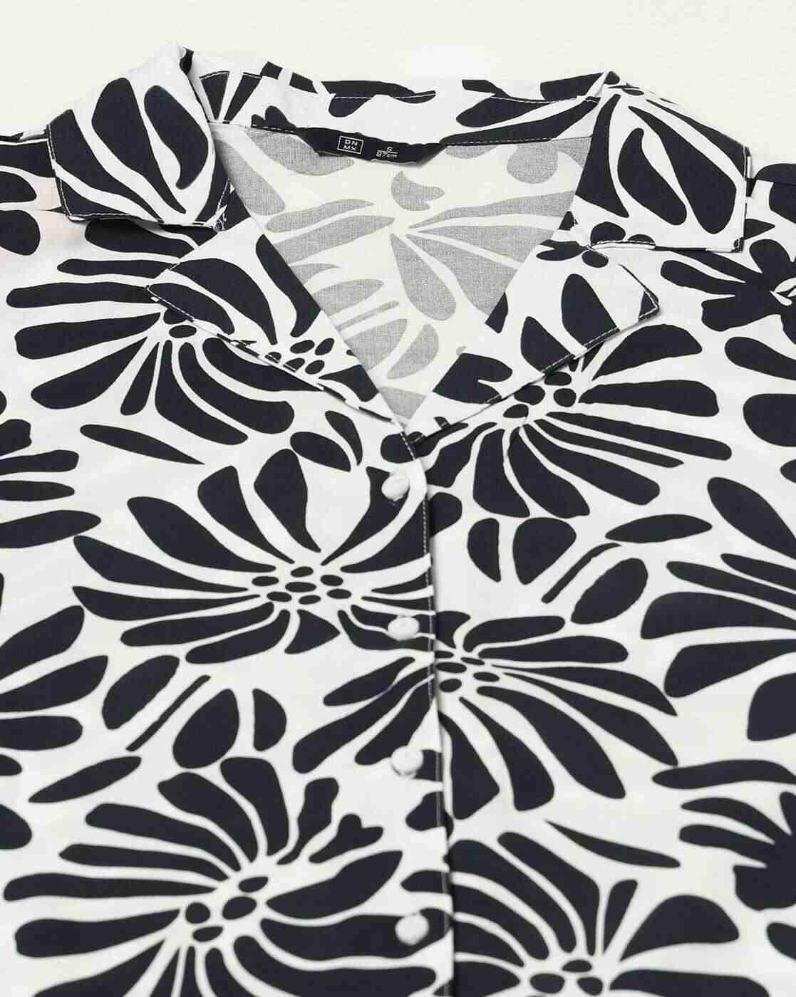 DNMX | Women Printed Boxy Fit Classic Shirt|5
