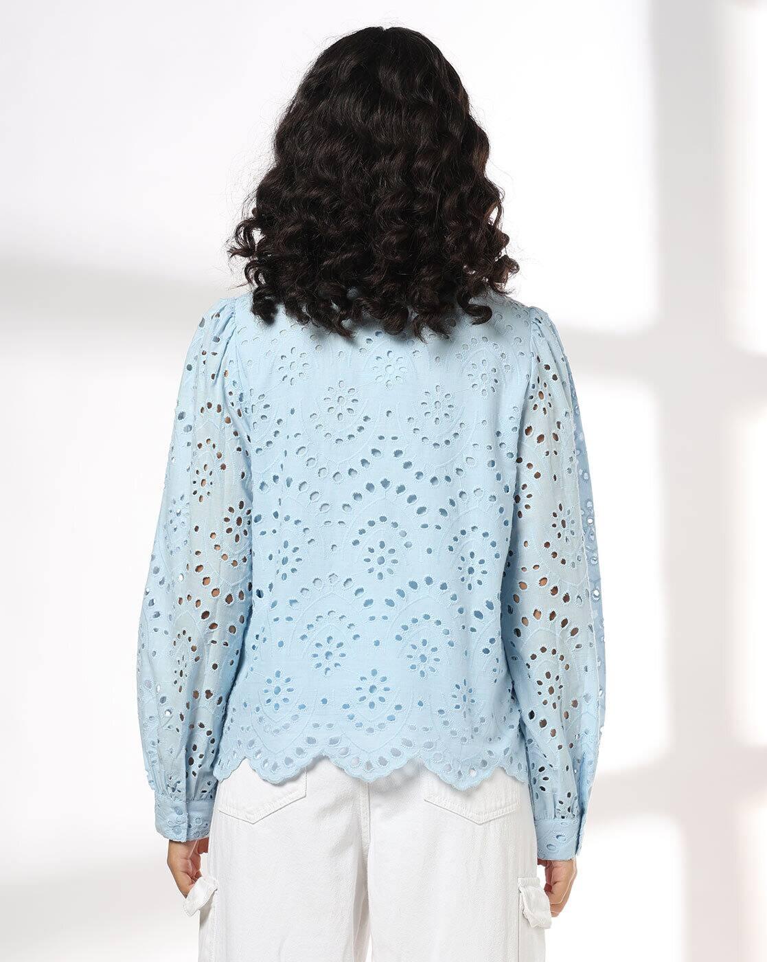 DNMX | Women Schiffli Relaxed Fit Classic Shirt|2
