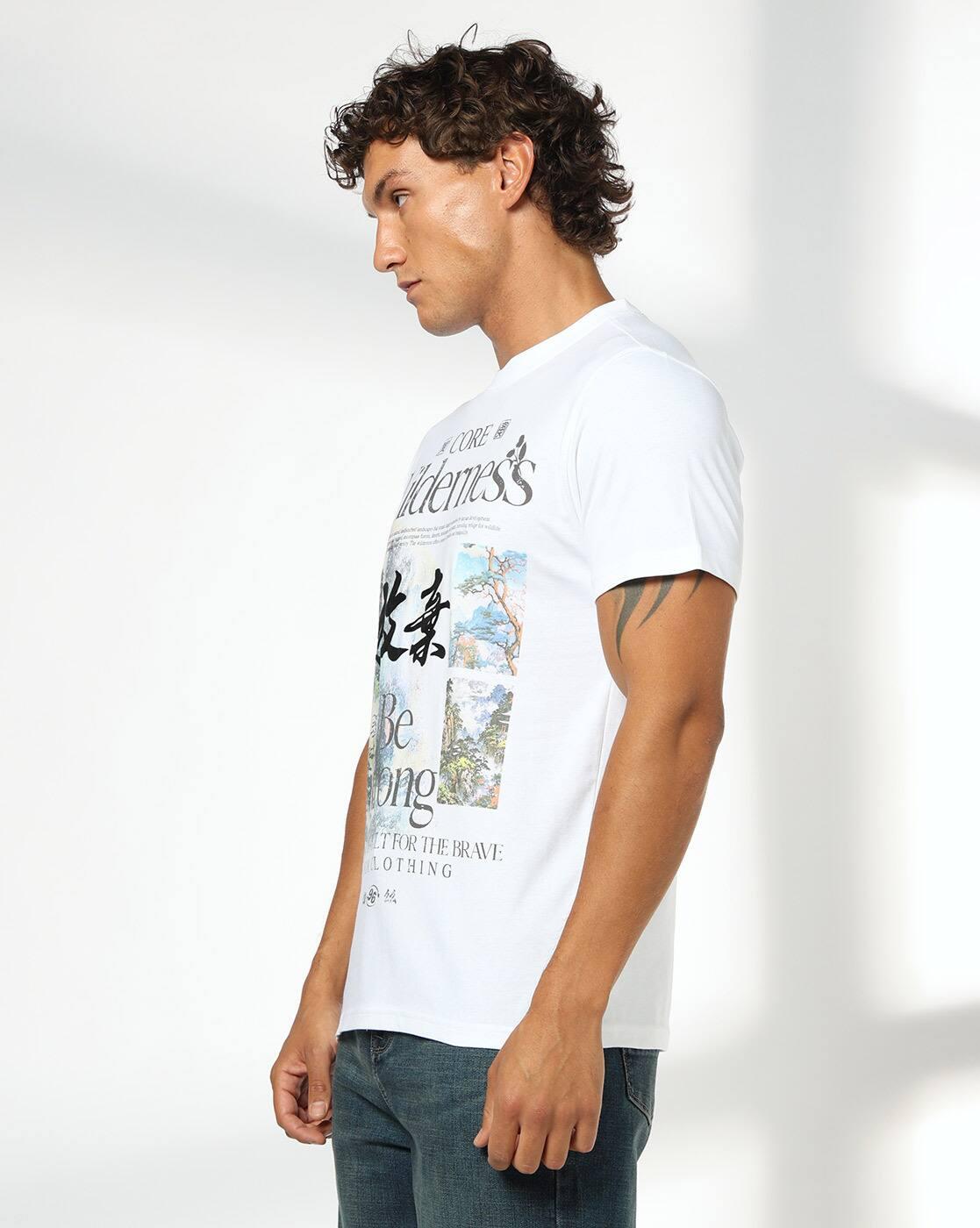 DNMX | Men Graphic Print Regular Fit Crew-Neck T-Shirt|1