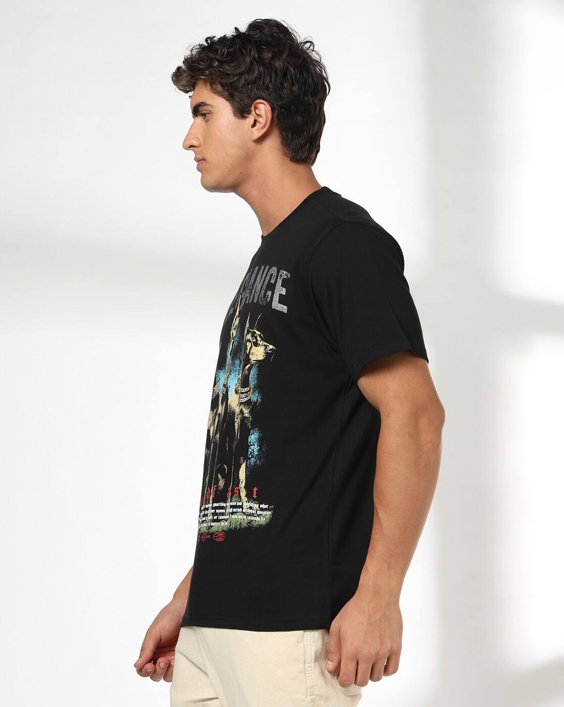 DNMX | Men Graphic Print Regular Fit Crew-Neck T-Shirt|1