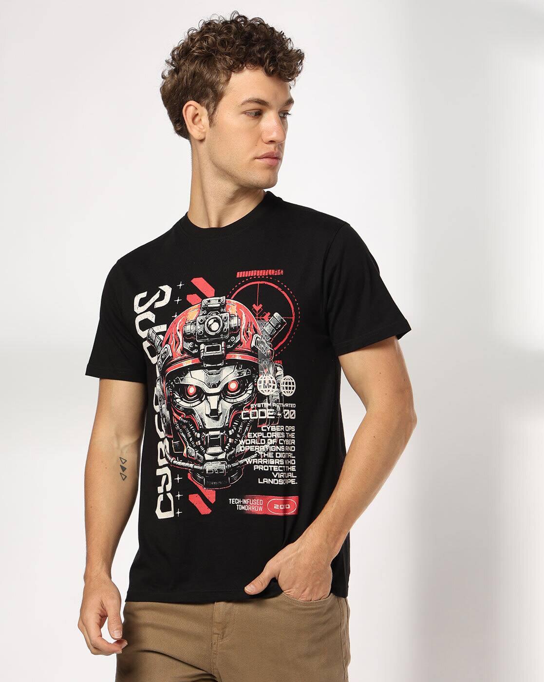 DNMX | Men Graphic Print Regular Fit Crew-Neck T-Shirt|3