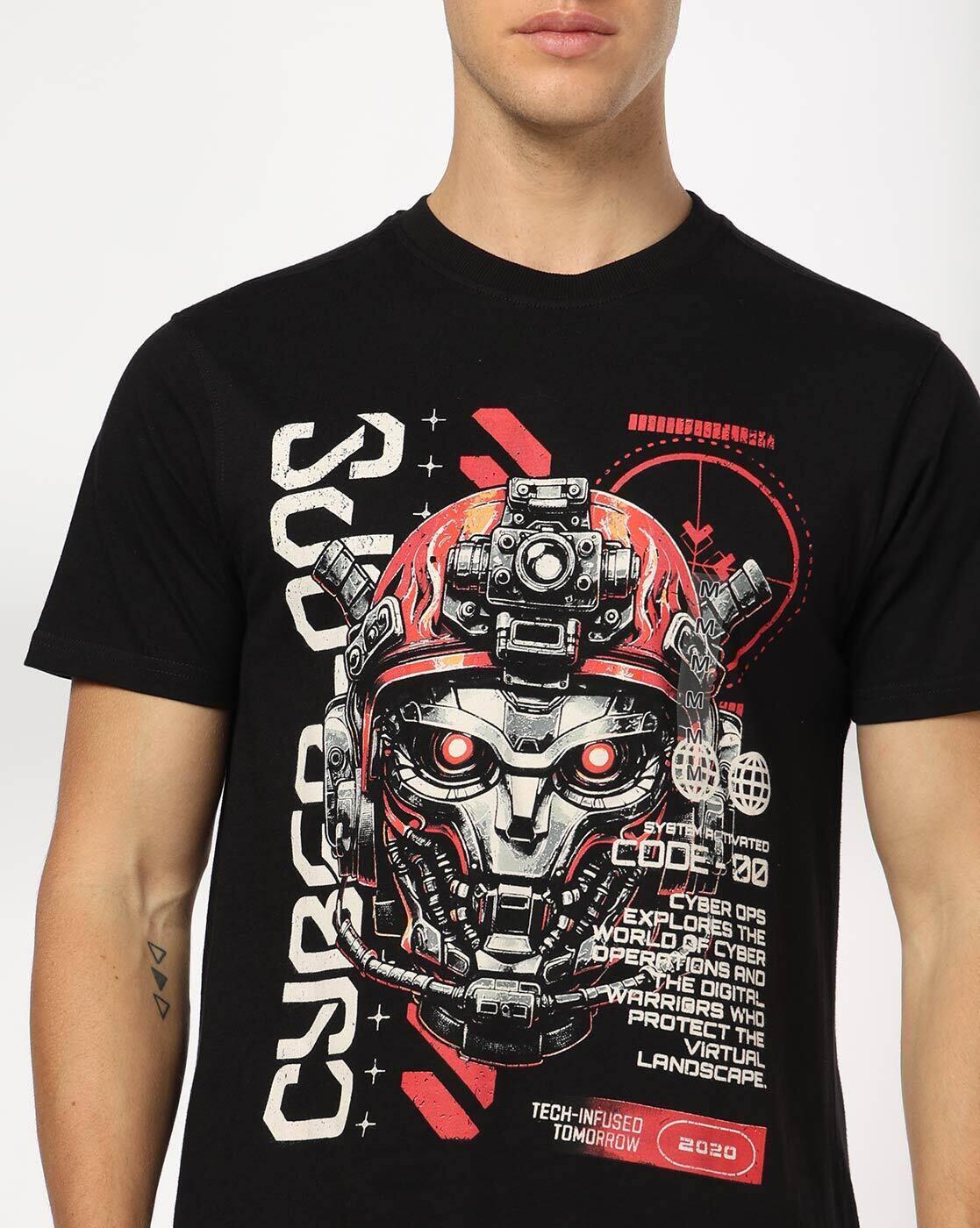 DNMX | Men Graphic Print Regular Fit Crew-Neck T-Shirt|4