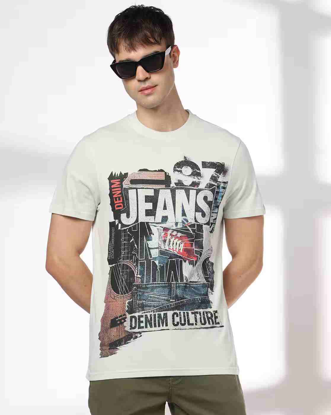DNMX | Men Graphic Print Regular Fit Crew-Neck T-Shirt|0