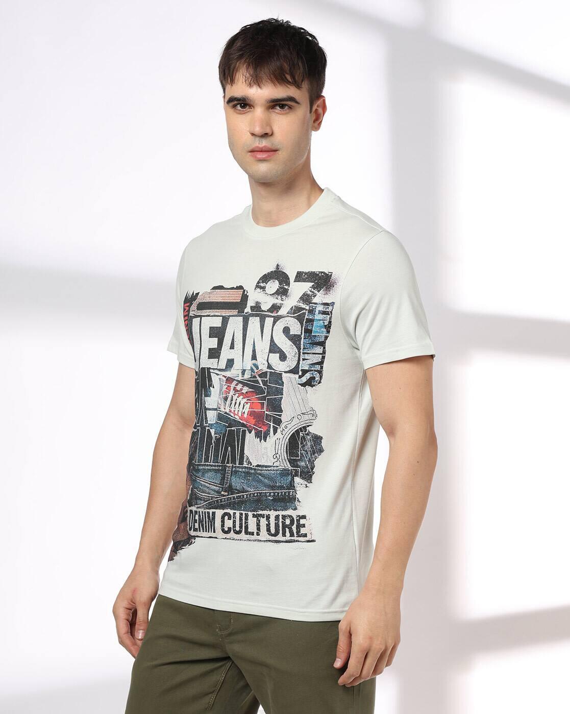 DNMX | Men Graphic Print Regular Fit Crew-Neck T-Shirt|1