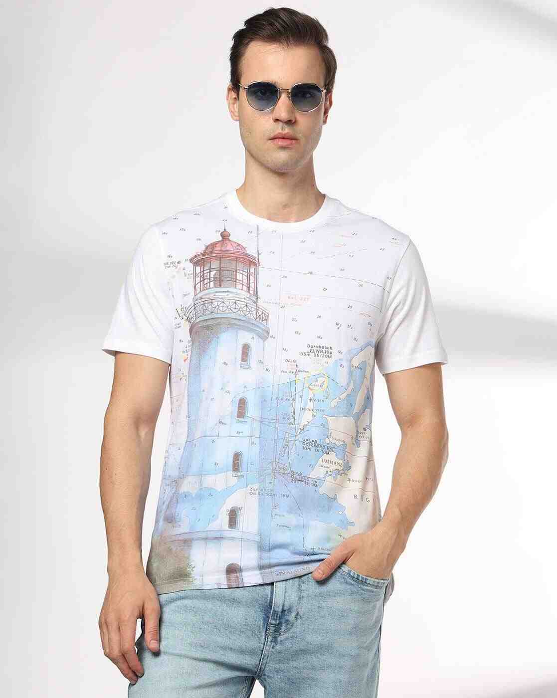 DNMX | Men Graphic Print Regular Fit Crew-Neck T-Shirt|0