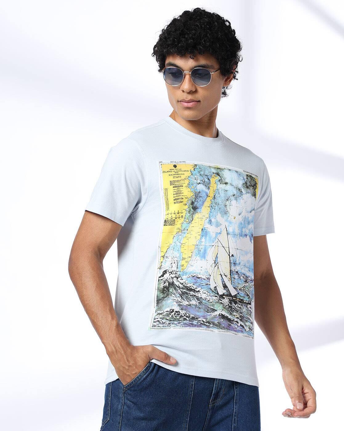 DNMX | Men Graphic Print Regular Fit Crew-Neck T-Shirt|0