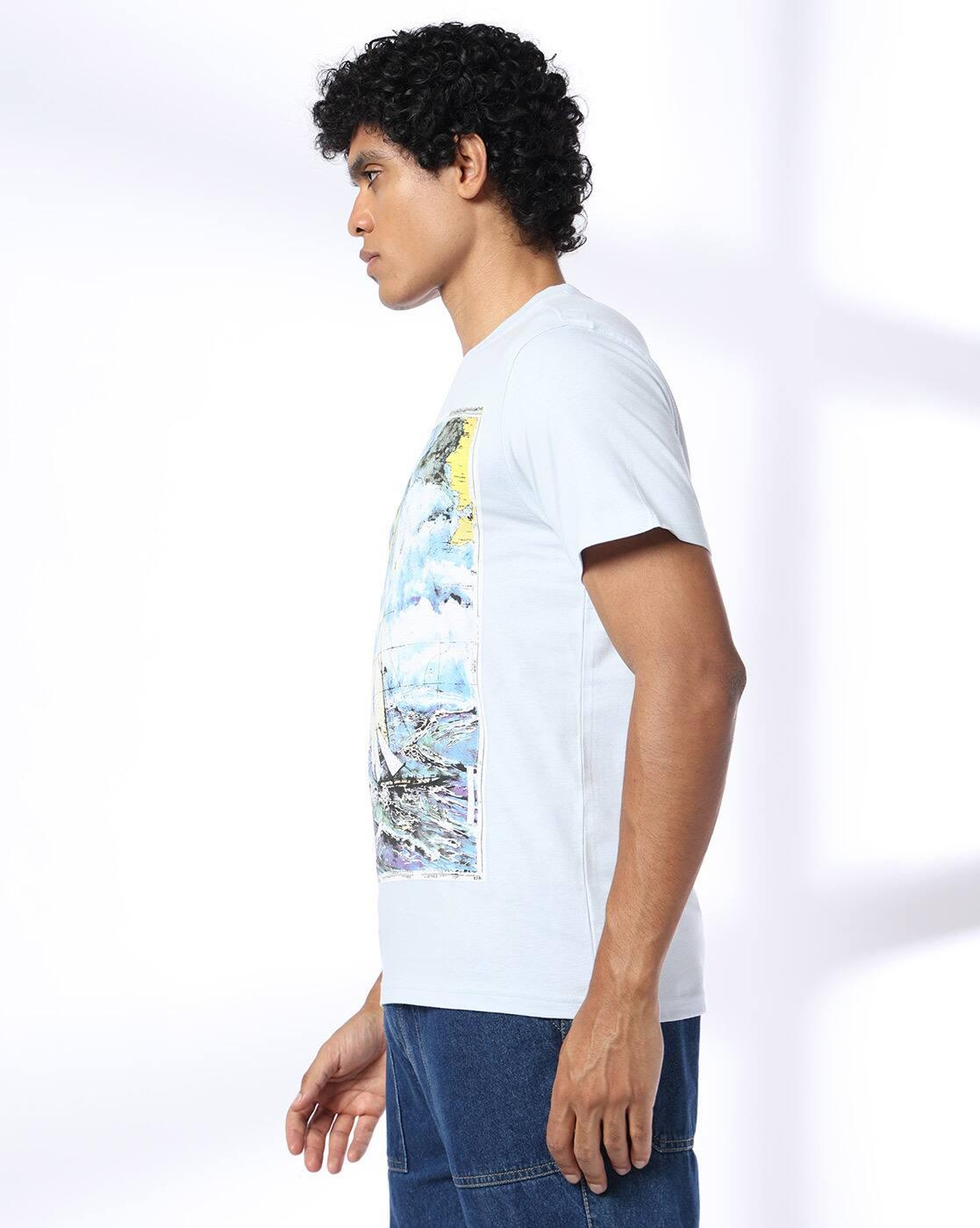 DNMX | Men Graphic Print Regular Fit Crew-Neck T-Shirt|1