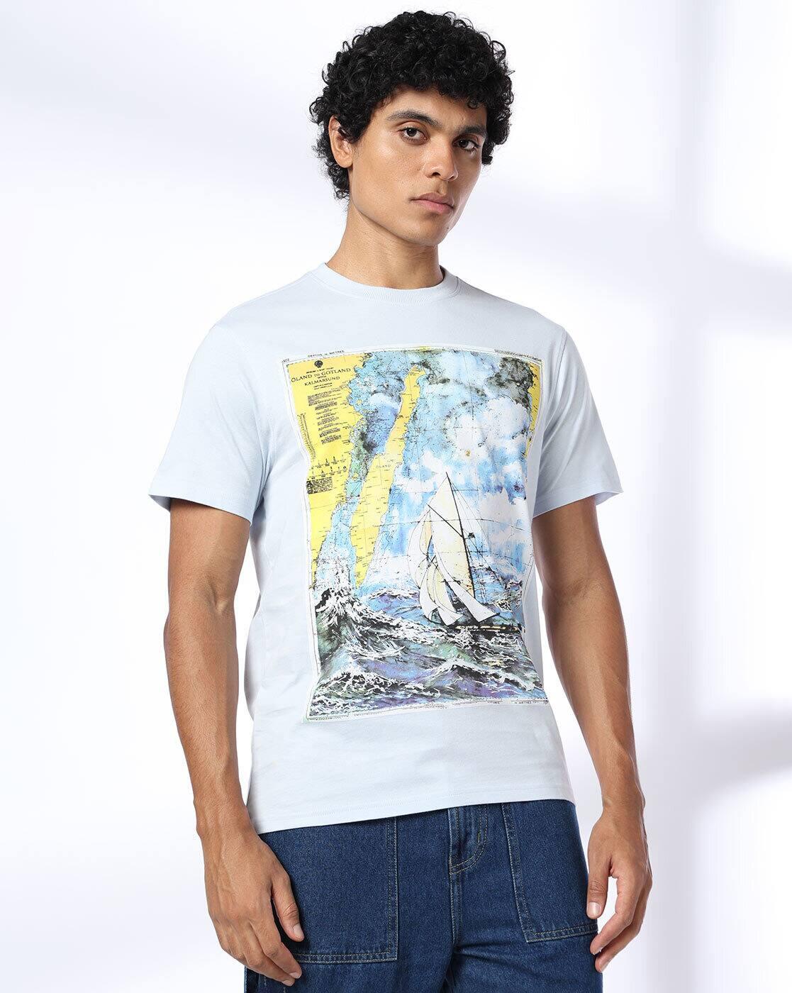 DNMX | Men Graphic Print Regular Fit Crew-Neck T-Shirt|3