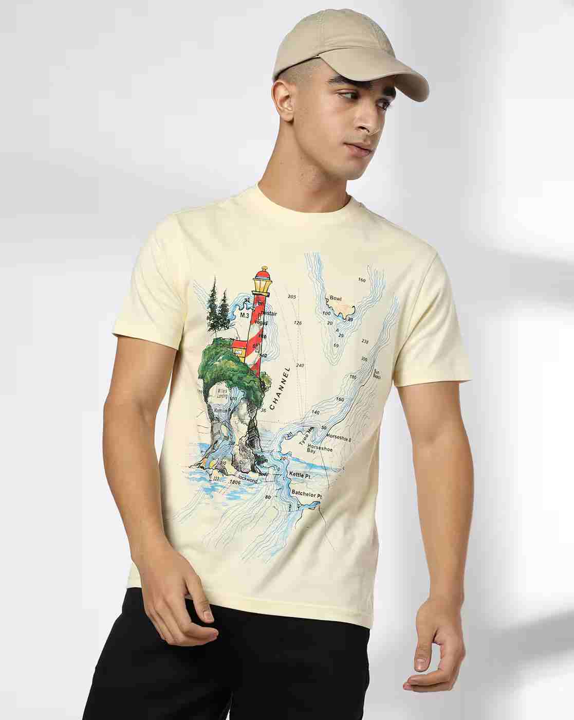 DNMX | Men Graphic Print Regular Fit Crew-Neck T-Shirt|0