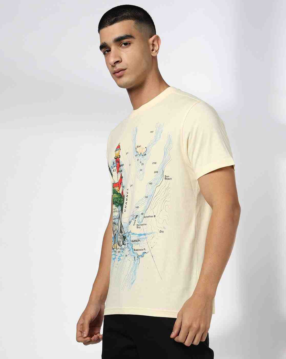 DNMX | Men Graphic Print Regular Fit Crew-Neck T-Shirt|1