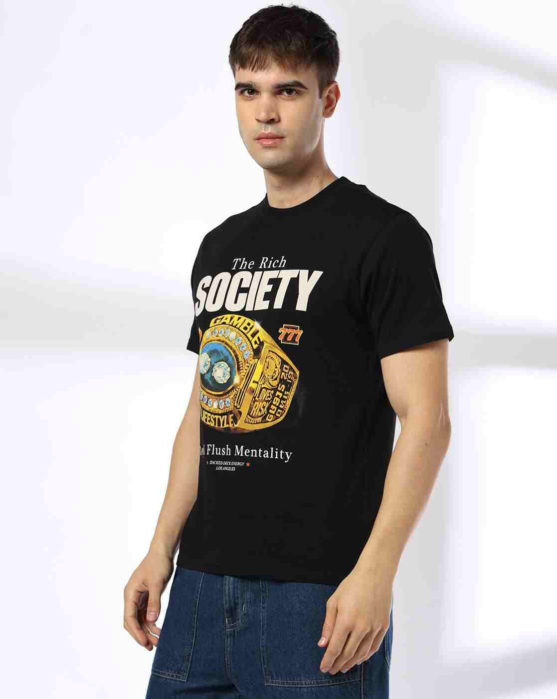 DNMX | Men Graphic Print Regular Fit Crew-Neck T-Shirt|1