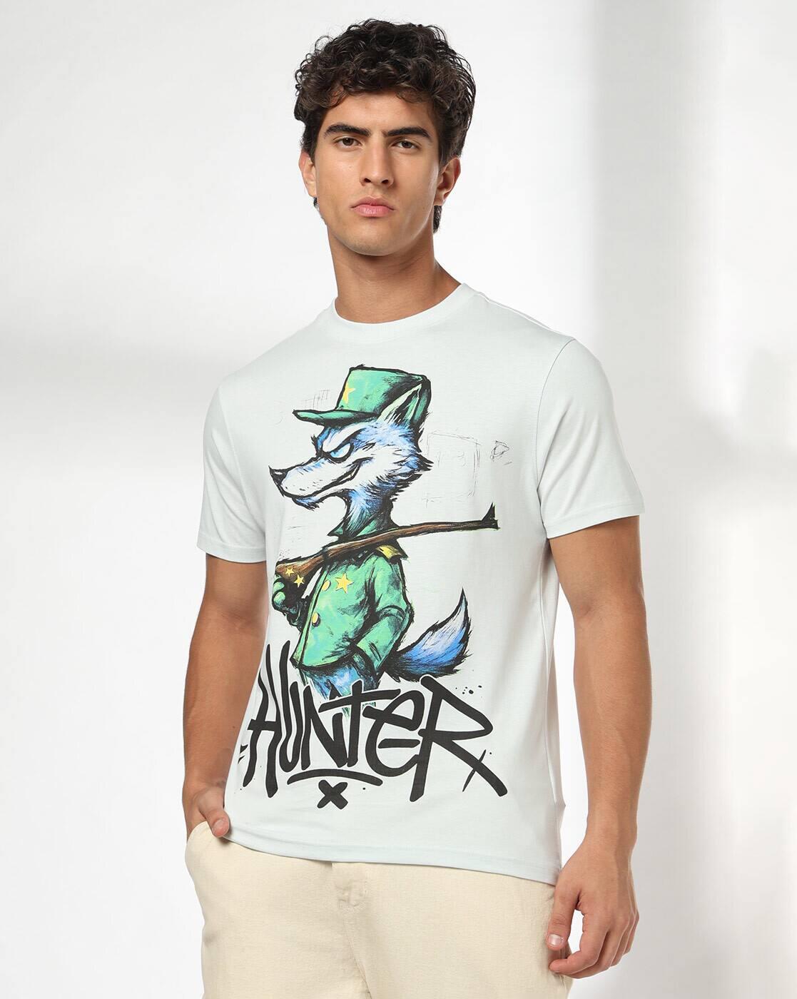 DNMX | Men Graphic Print Regular Fit Crew-Neck T-Shirt|0