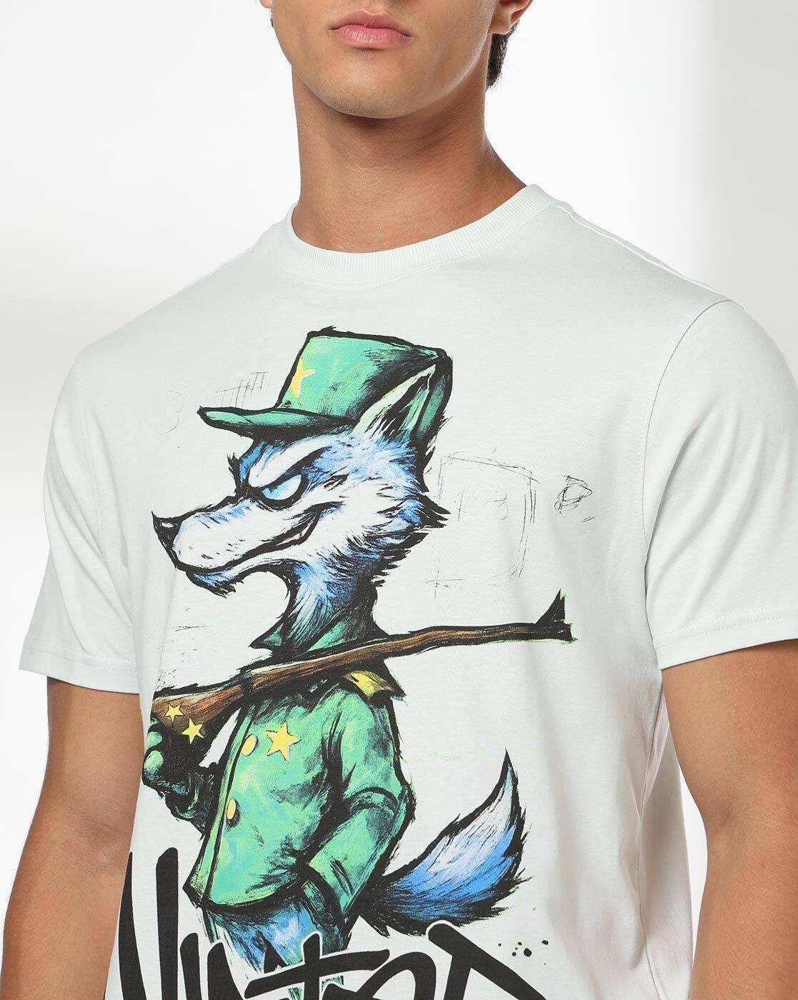 DNMX | Men Graphic Print Regular Fit Crew-Neck T-Shirt|3