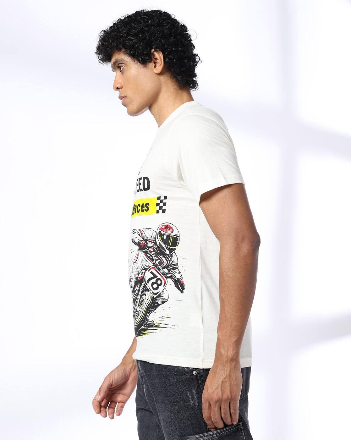 DNMX | Men Graphic Print Regular Fit Crew-Neck T-Shirt|1