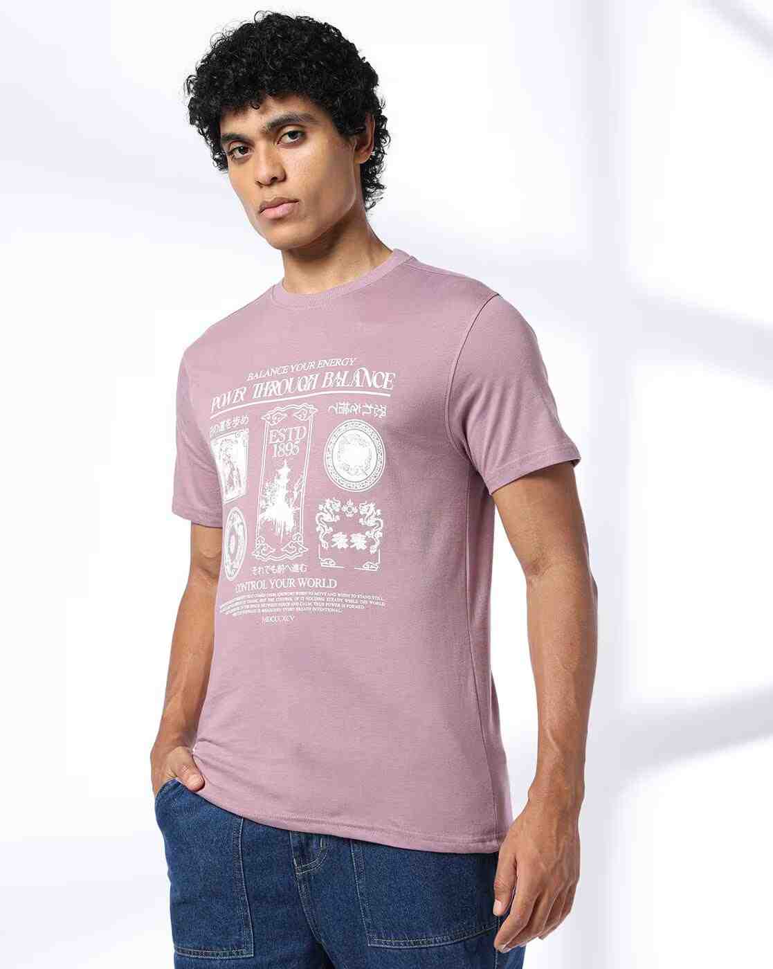 DNMX | Men Printed Regular Fit Crew-Neck T-Shirt|0