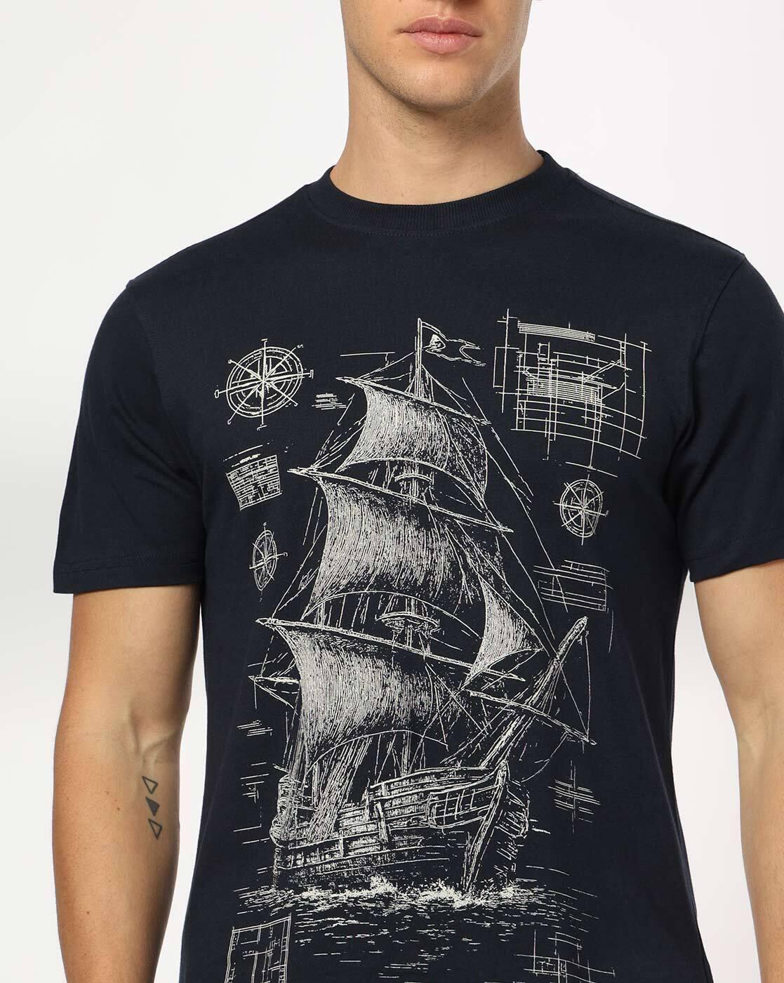 DNMX | Men Graphic Print Regular Fit Crew-Neck T-Shirt|3