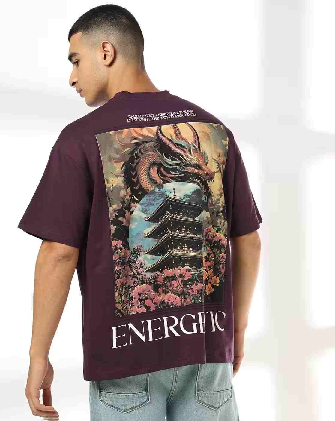 DNMX | Men Graphic Print Boxy Fit Crew-Neck T-Shirt|0