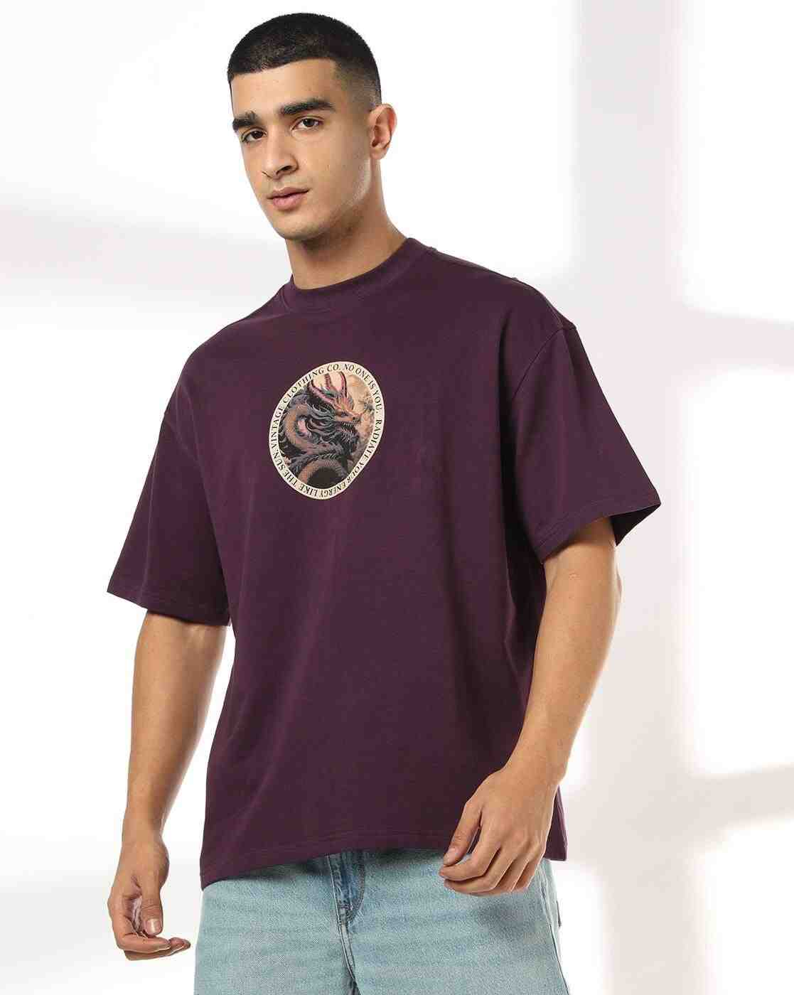 DNMX | Men Graphic Print Boxy Fit Crew-Neck T-Shirt|1
