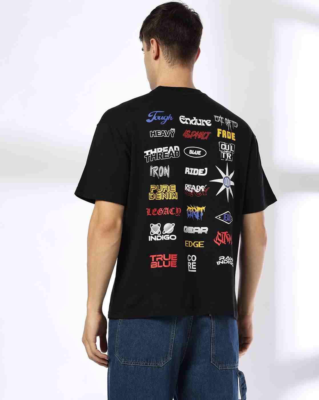 DNMX | Men Typographic Print Boxy Fit Crew-Neck T-Shirt|2
