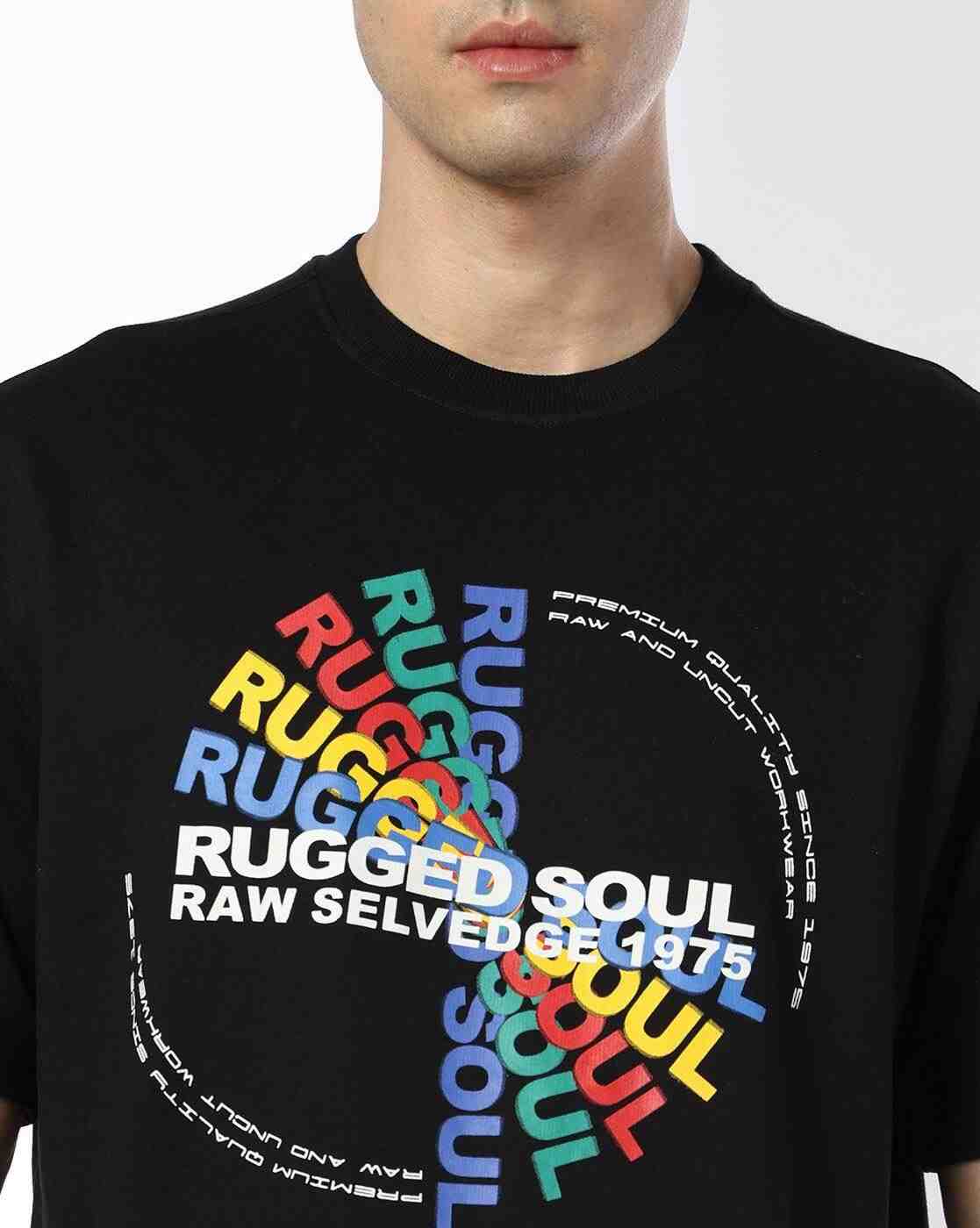 DNMX | Men Typographic Print Boxy Fit Crew-Neck T-Shirt|3