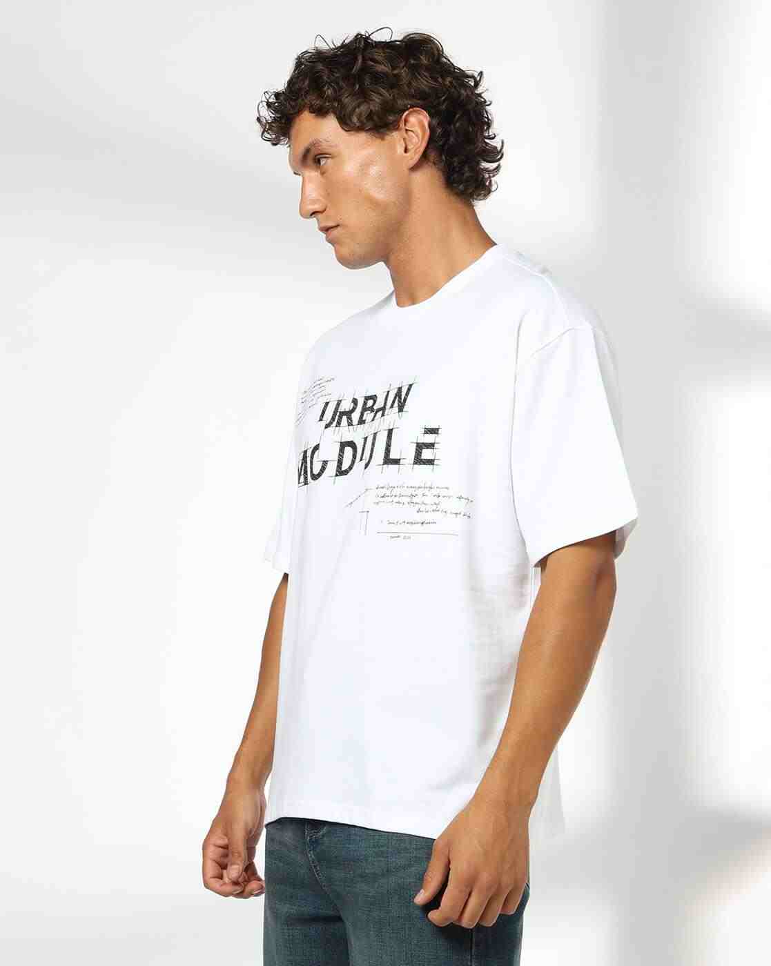 DNMX | Men Typographic Print Regular Fit Crew-Neck T-Shirt|1