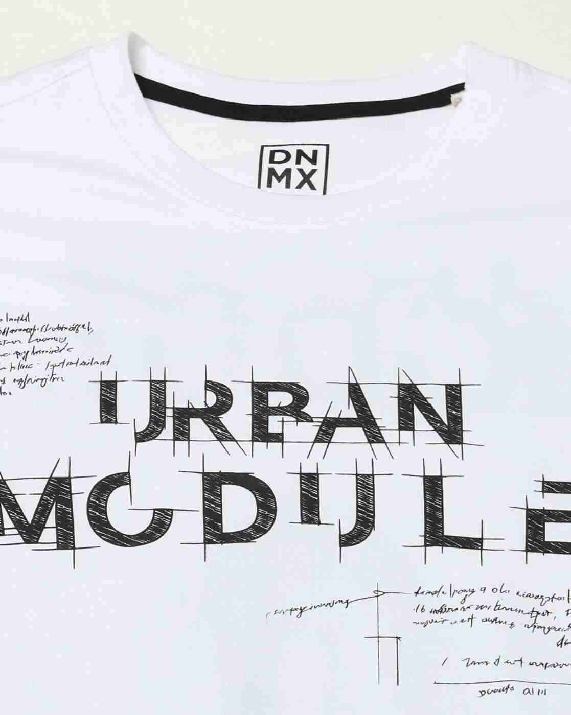 DNMX | Men Typographic Print Regular Fit Crew-Neck T-Shirt|4