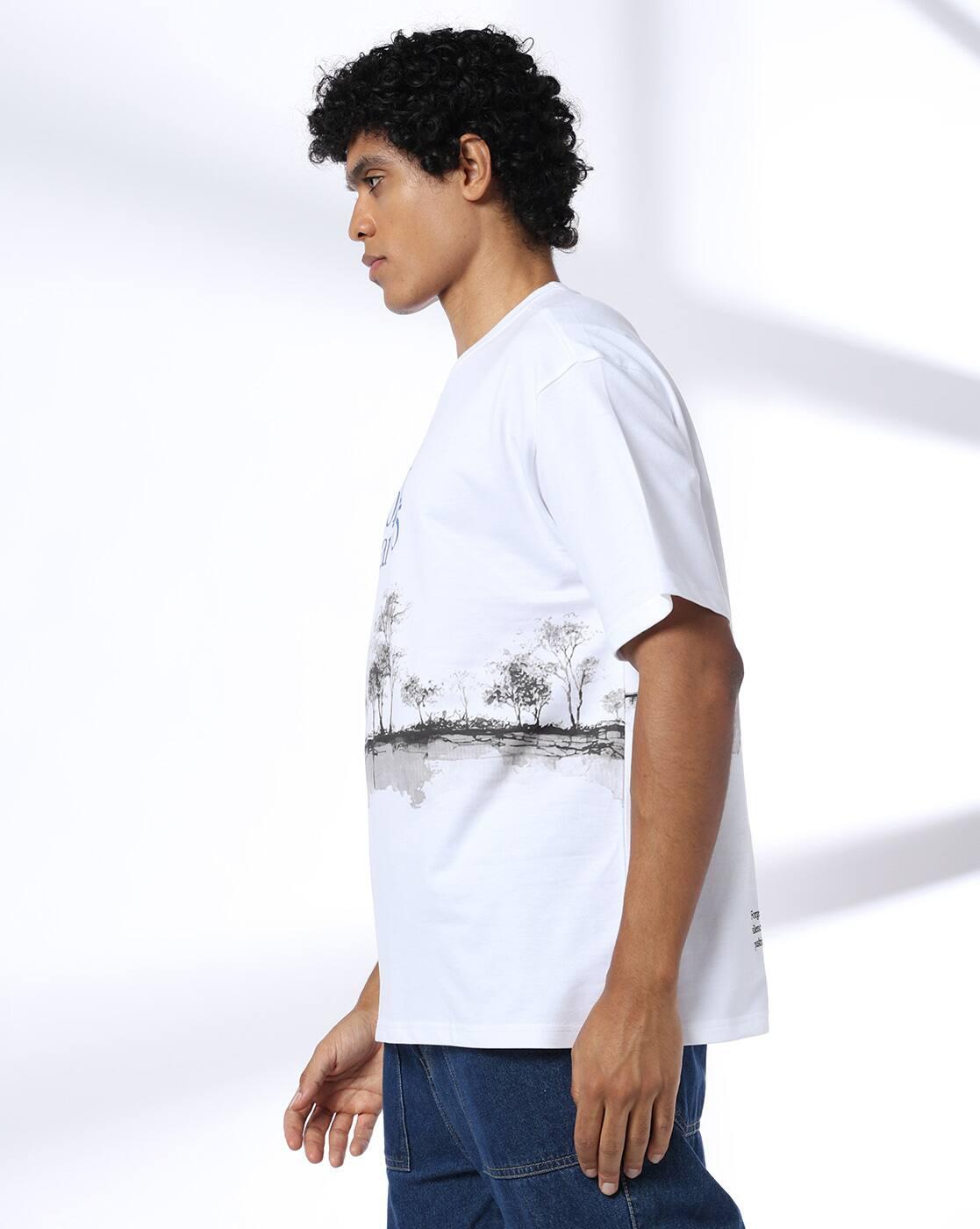 DNMX | Men Graphic Print Boxy Fit Crew-Neck T-Shirt|2
