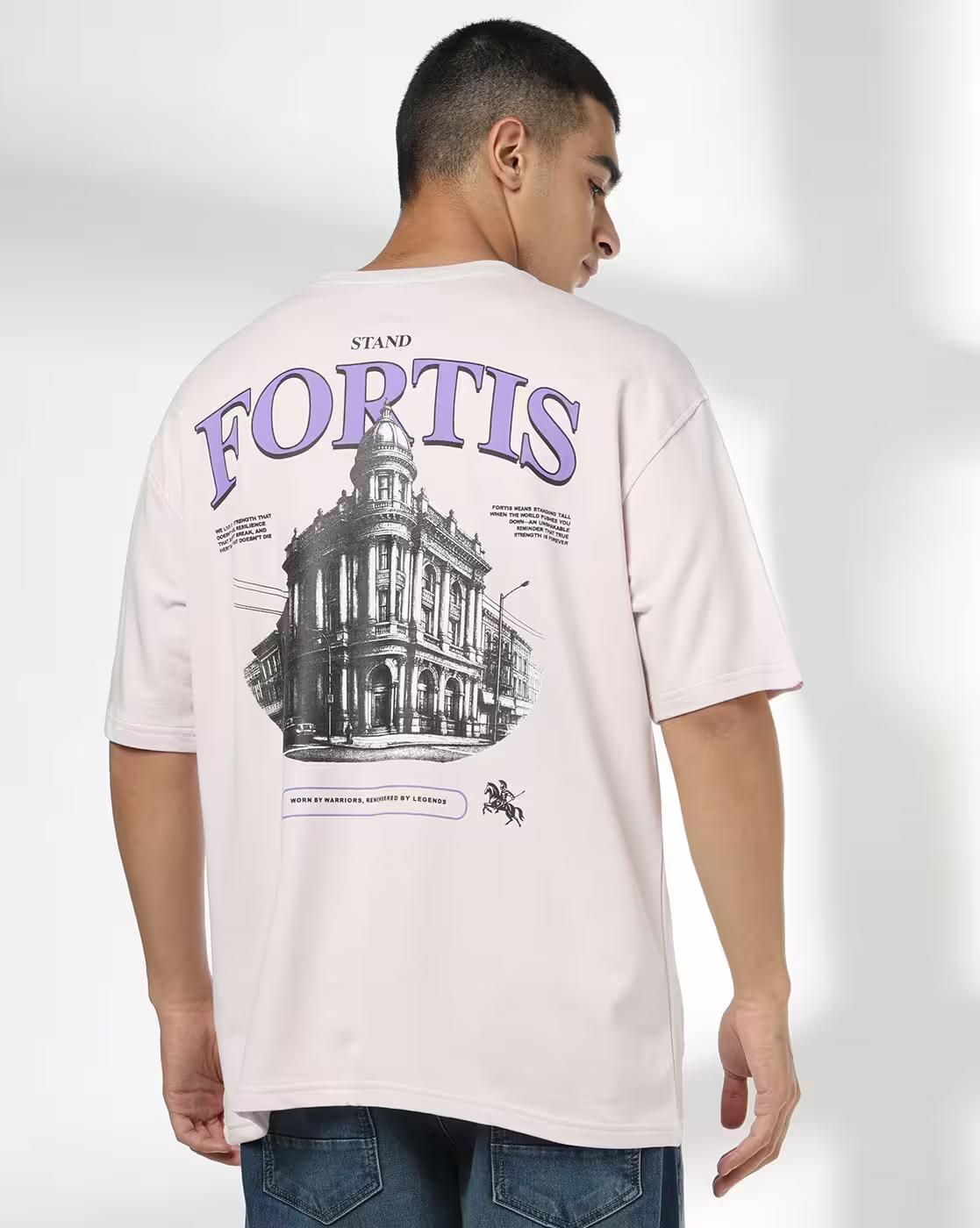 DNMX | Men Graphic Print Boxy Fit Crew-Neck T-Shirt|0