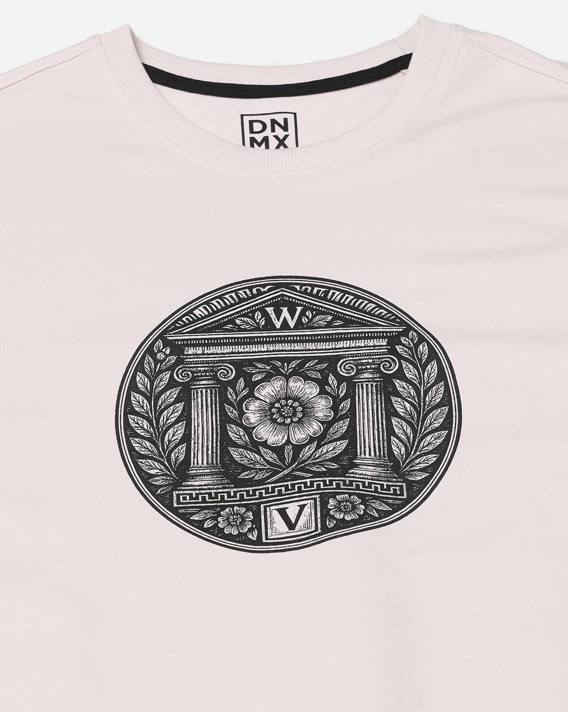 DNMX | Men Graphic Print Boxy Fit Crew-Neck T-Shirt|5