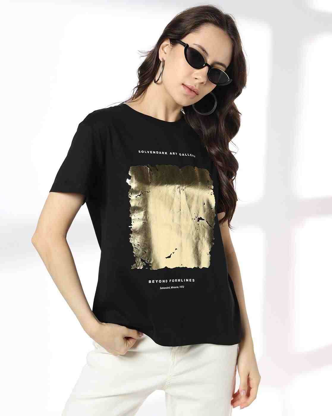 DNMX | Women Printed Relaxed Fit Crew-Neck T-Shirt|0