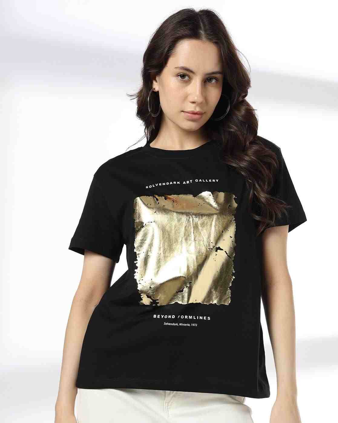 DNMX | Women Printed Relaxed Fit Crew-Neck T-Shirt|3