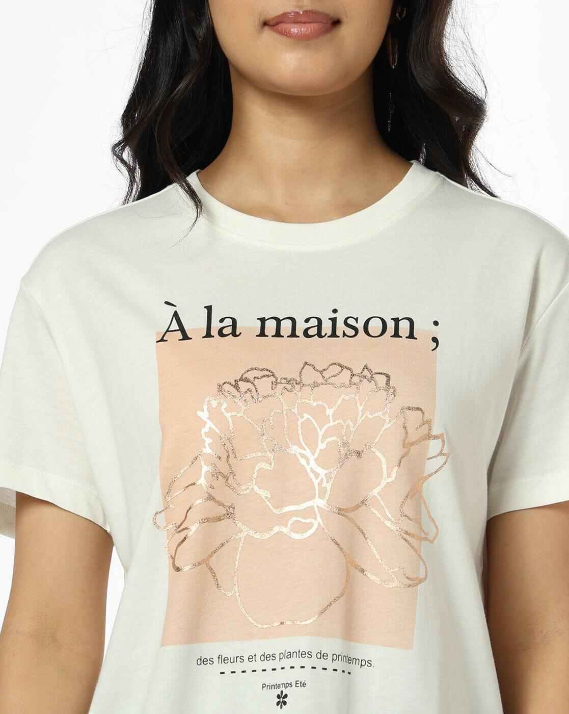 DNMX | Women Printed Loose Fit Crew-Neck T-Shirt|4