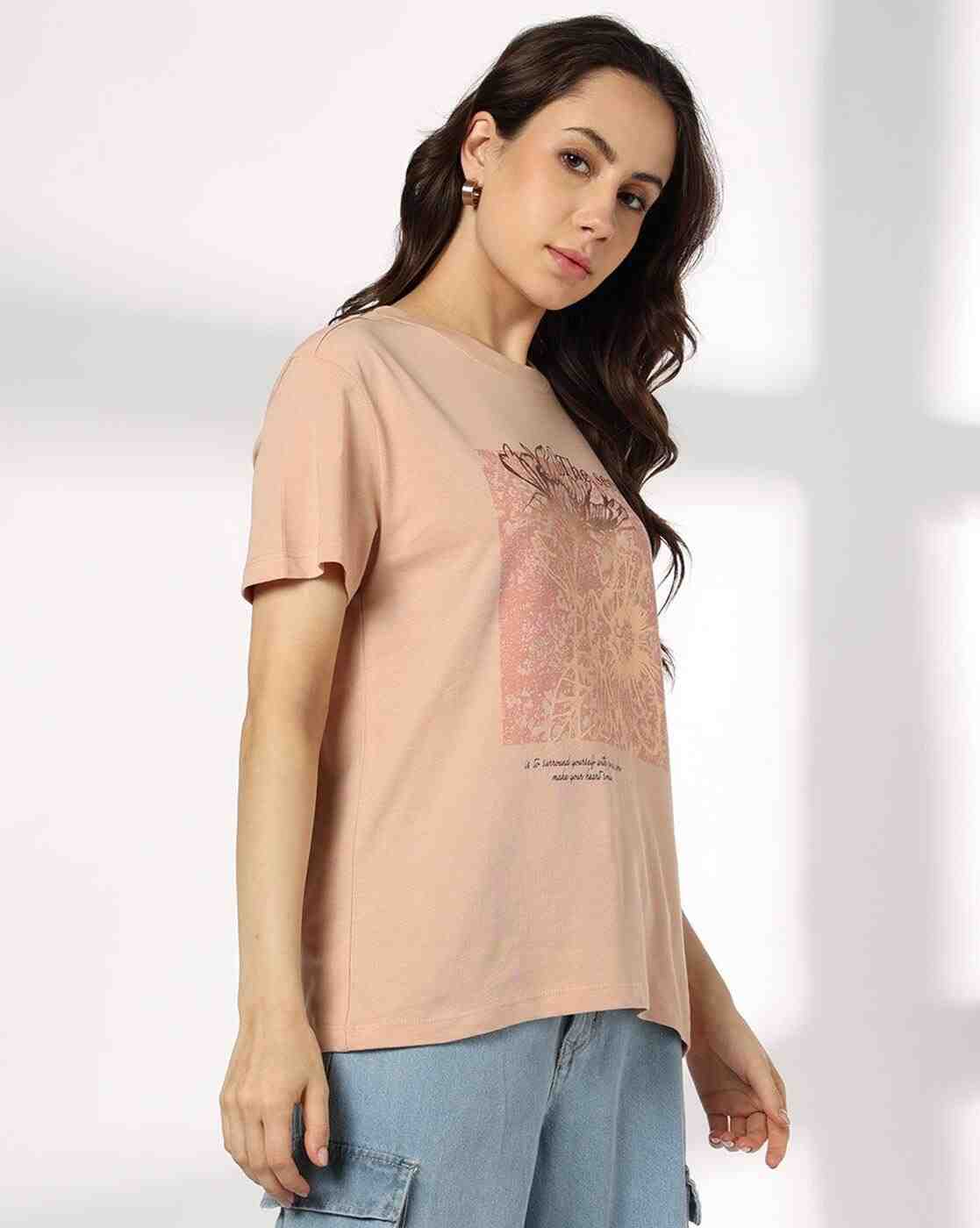 DNMX | Women Graphic Print Boxy Fit Crew-Neck T-Shirt|1