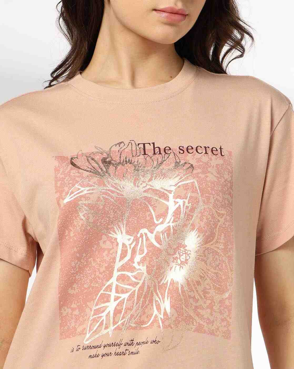 DNMX | Women Graphic Print Boxy Fit Crew-Neck T-Shirt|3