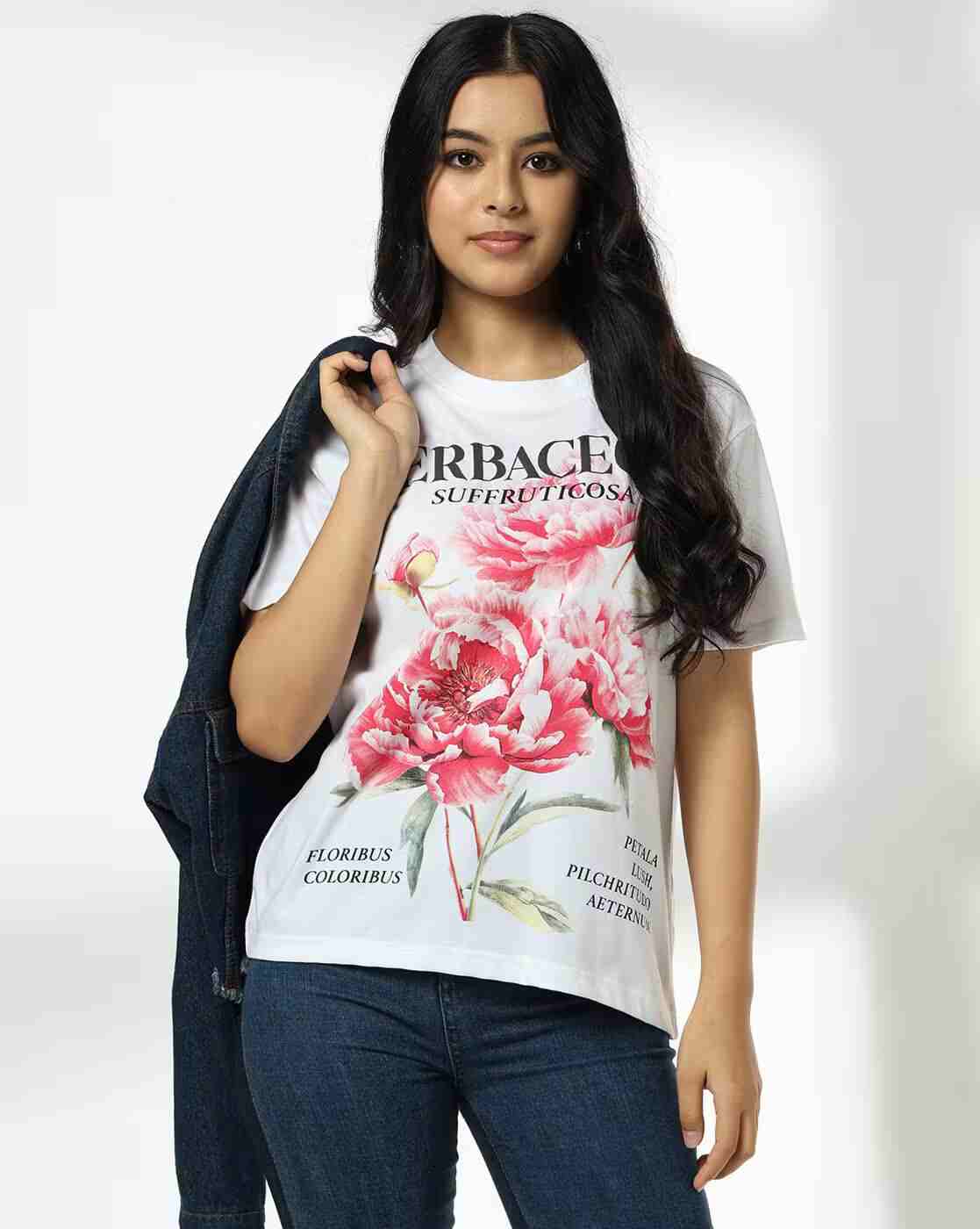 DNMX | Women Graphic Print Relaxed Fit Round-Neck T-Shirt|0