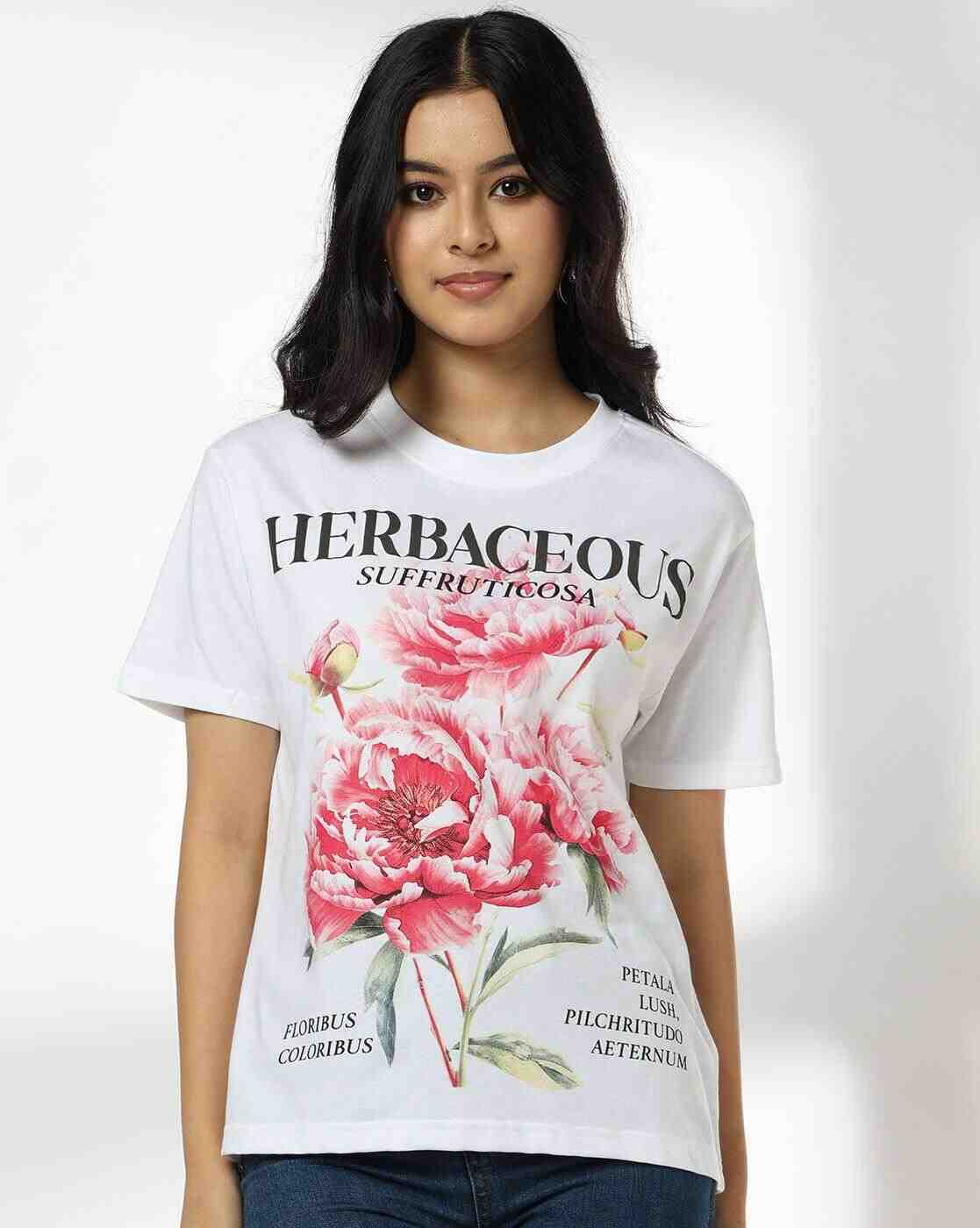 DNMX | Women Graphic Print Relaxed Fit Round-Neck T-Shirt|3