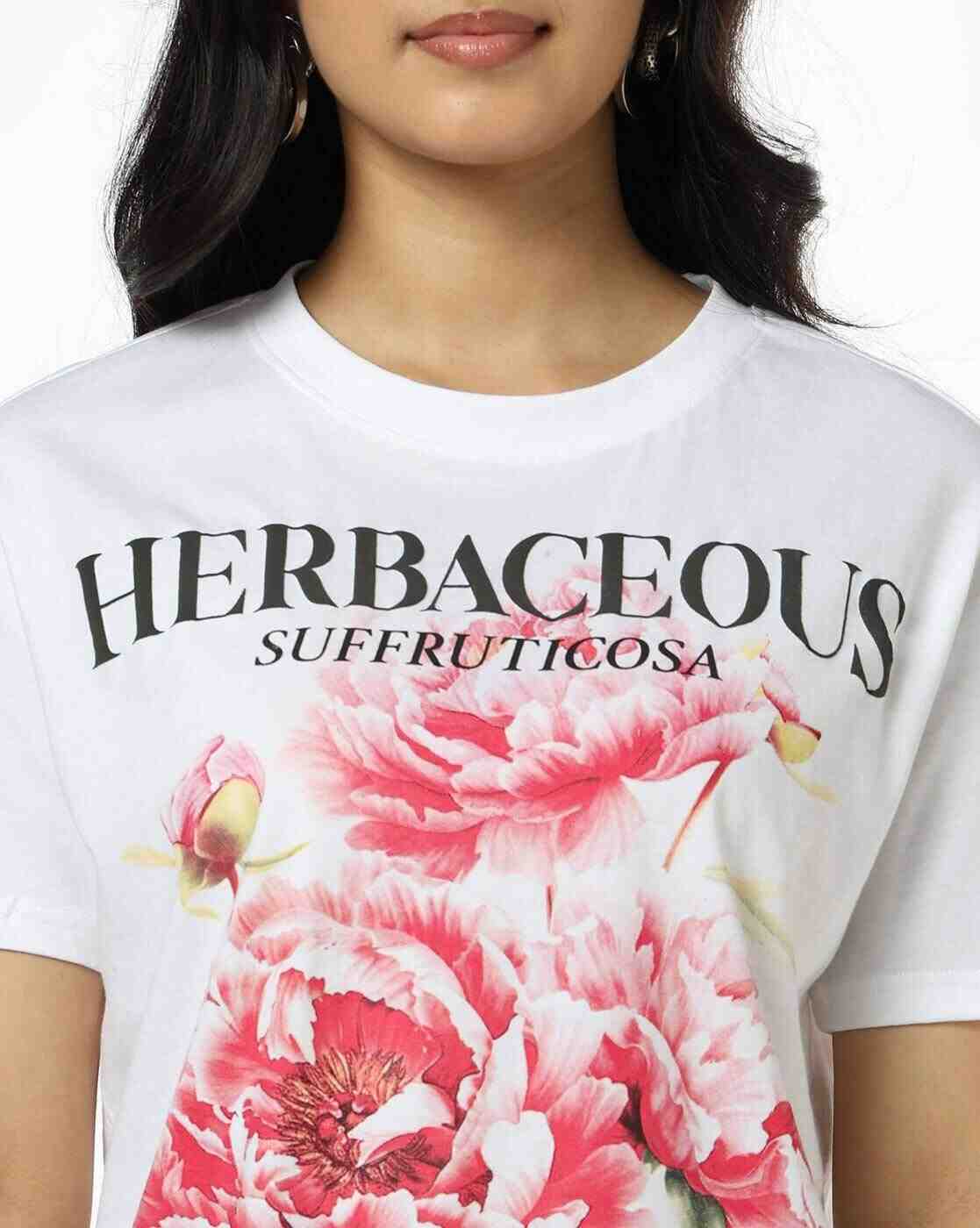 DNMX | Women Graphic Print Relaxed Fit Round-Neck T-Shirt|4