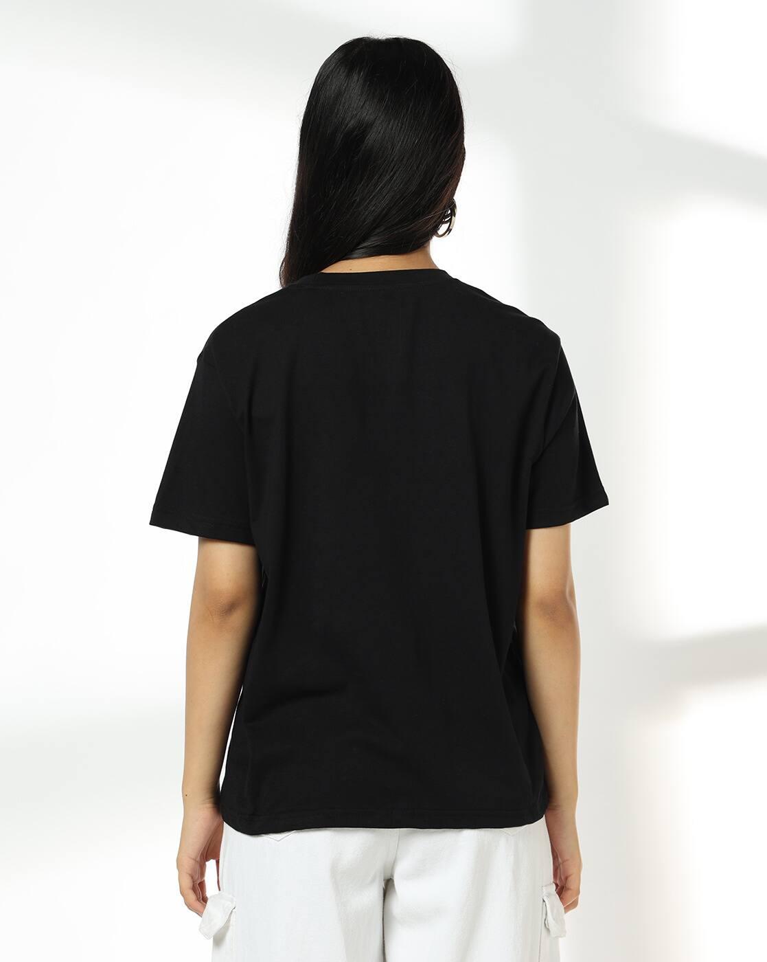 DNMX | Women Typographic Print Relaxed Fit Crew-Neck T-Shirt|2
