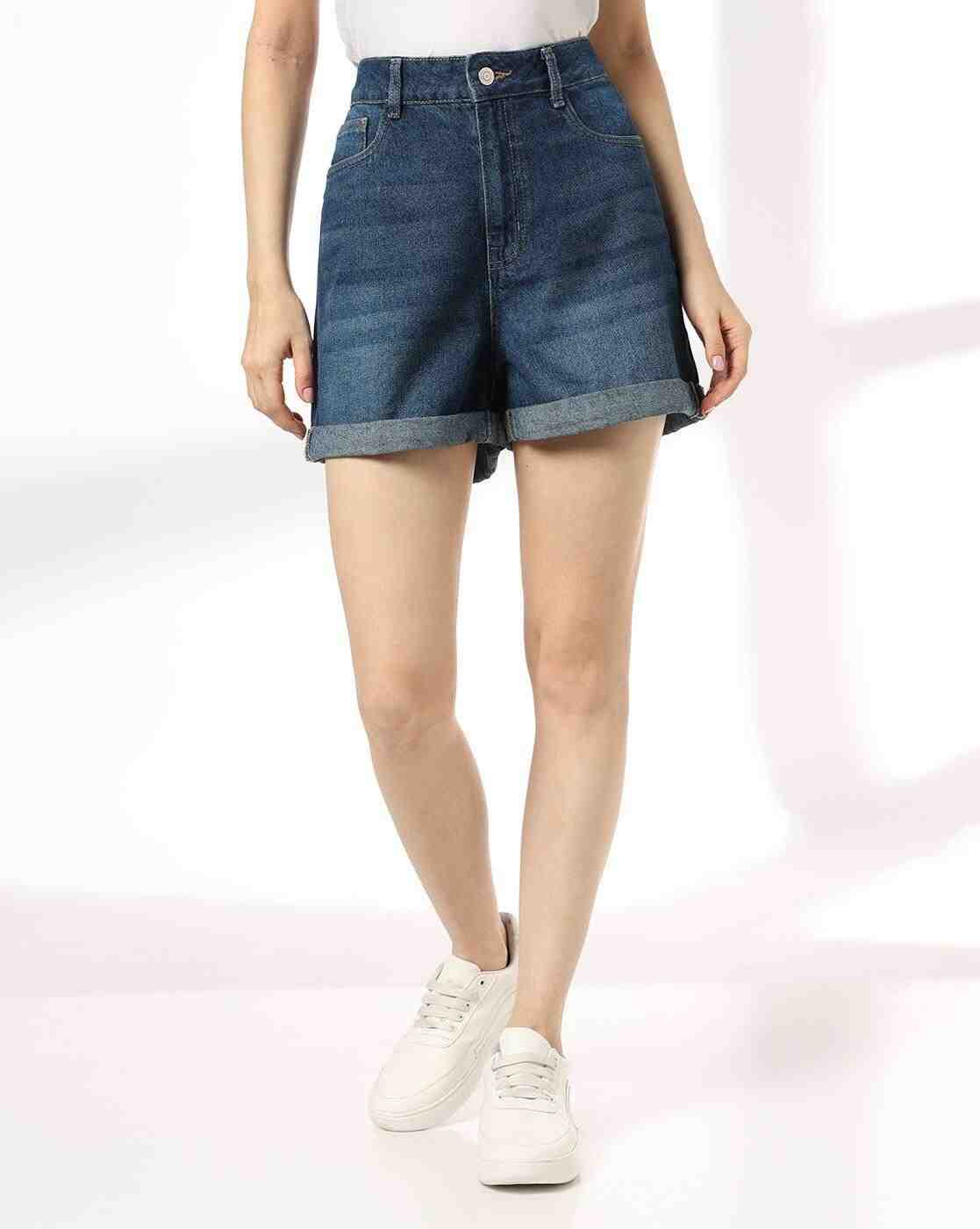 DNMX | Women High-Rise Regular Fit Denim Shorts|0