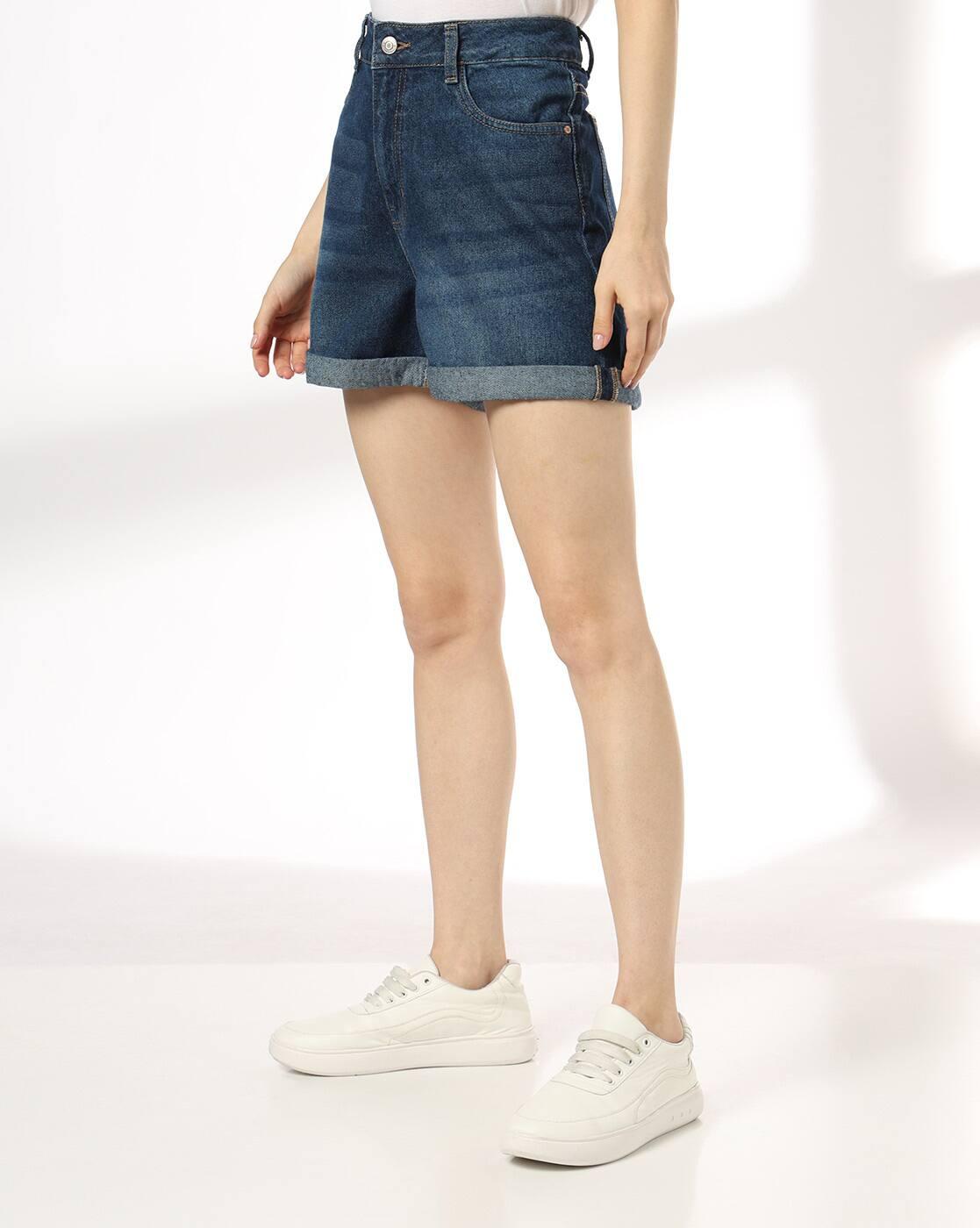 DNMX | Women High-Rise Regular Fit Denim Shorts|1