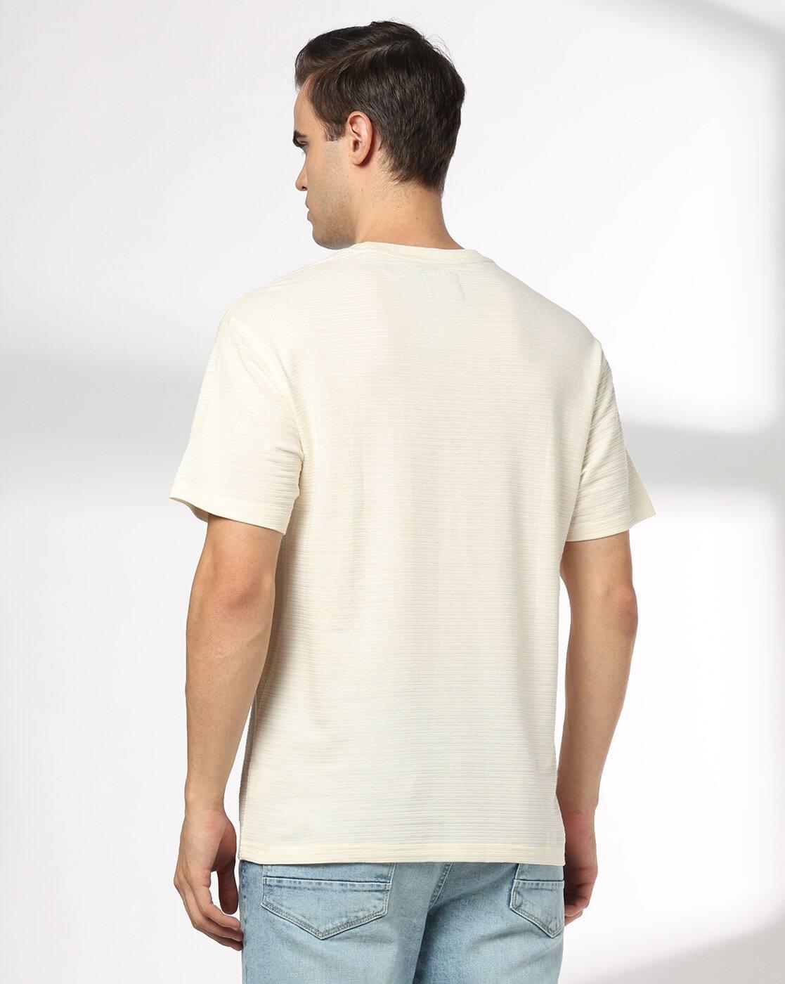 DNMX | Men Striped Relaxed Fit Crew-Neck T-Shirt|2
