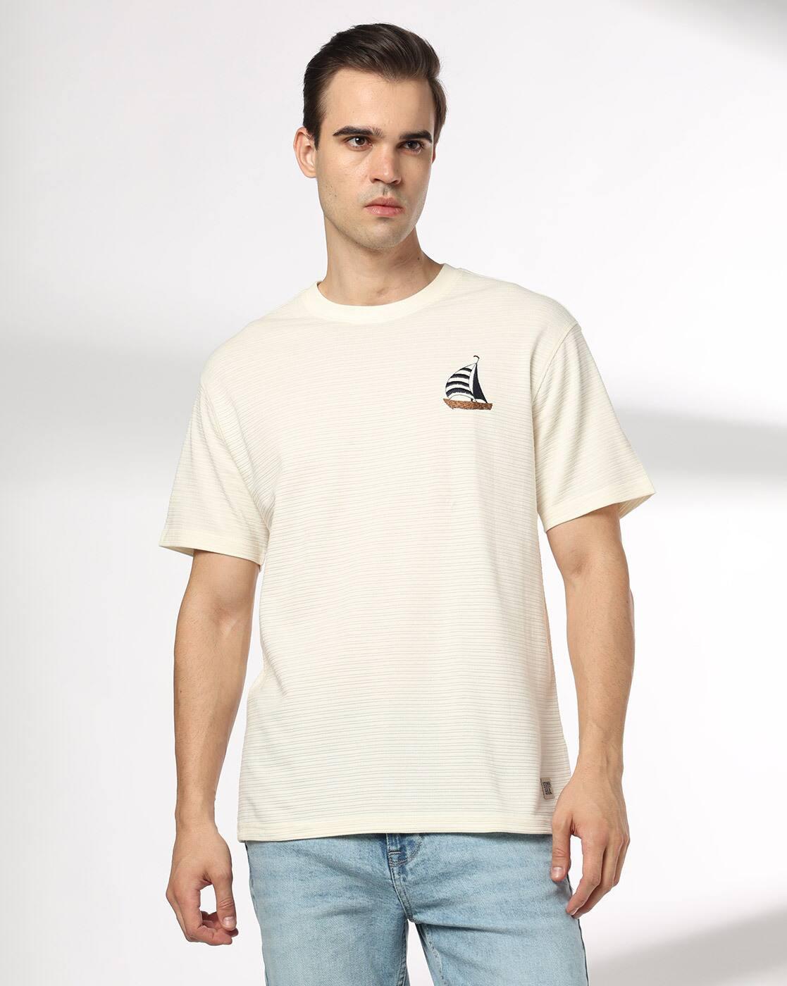 DNMX | Men Striped Relaxed Fit Crew-Neck T-Shirt|3