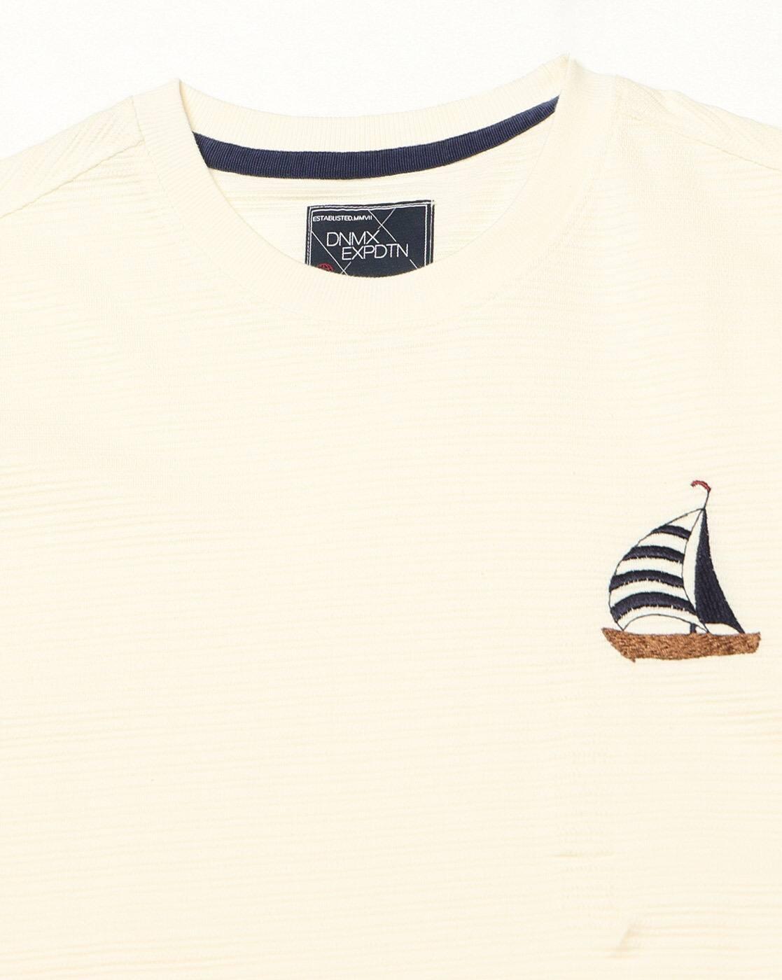DNMX | Men Striped Relaxed Fit Crew-Neck T-Shirt|5