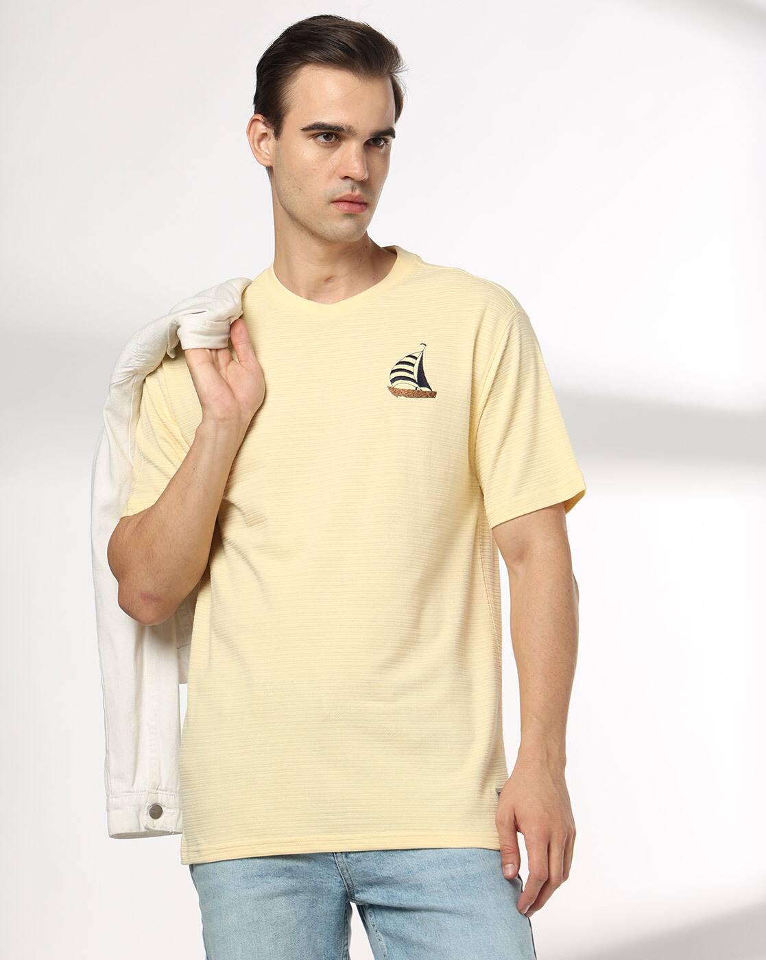 DNMX | Men Striped Relaxed Fit Crew-Neck T-Shirt|0