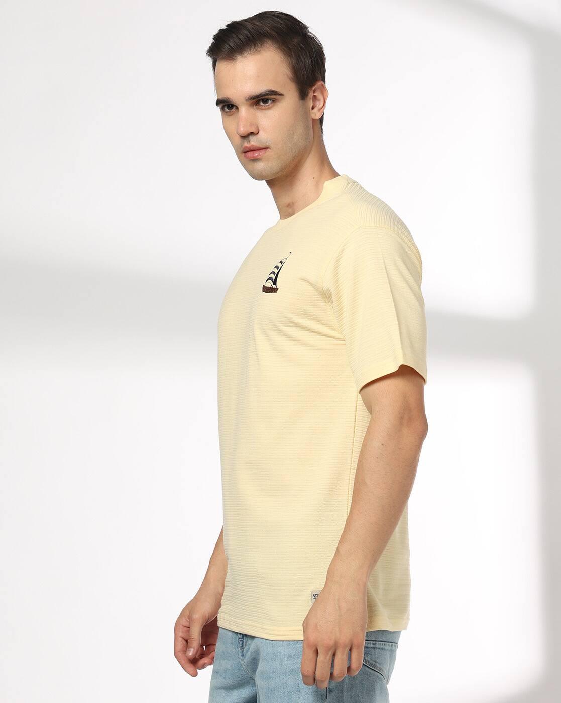 DNMX | Men Striped Relaxed Fit Crew-Neck T-Shirt|1